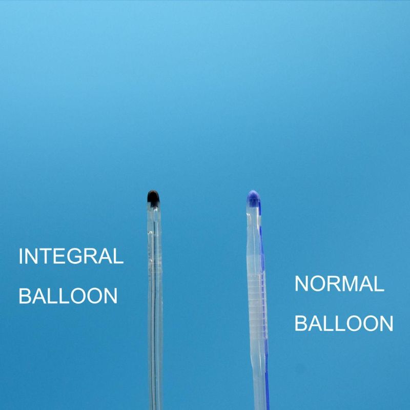 Silicone Urinary Catheter with Unibal Integrated Flat Balloon Tiemann Tip, Round Tip, Open Tip 2 Way Uretheral or Suprapubic Use China Factory Integral Balloon