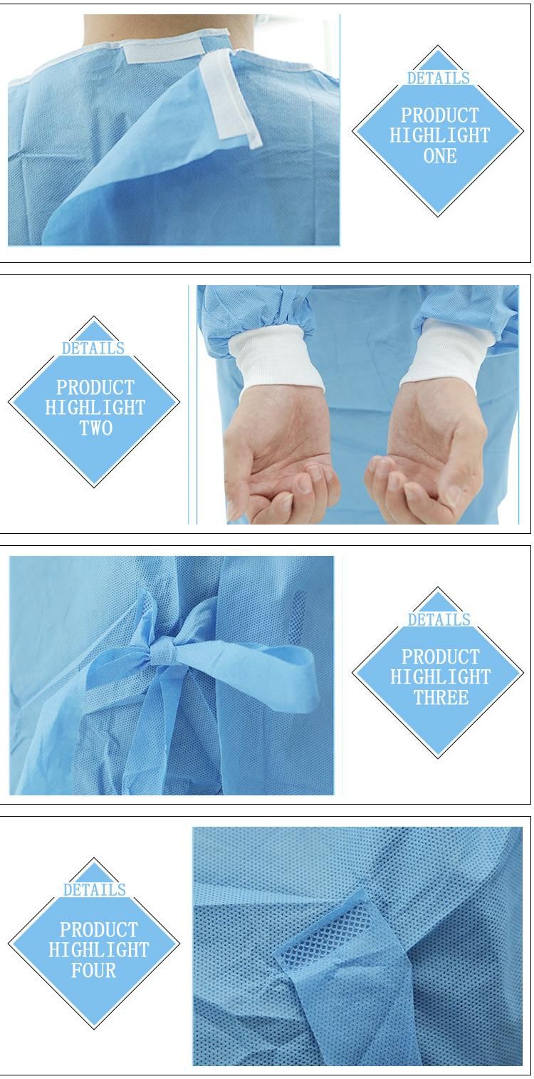 Disposable AAMI Level 1/2/3/4 Gowns Nonwoven Laminated Gown