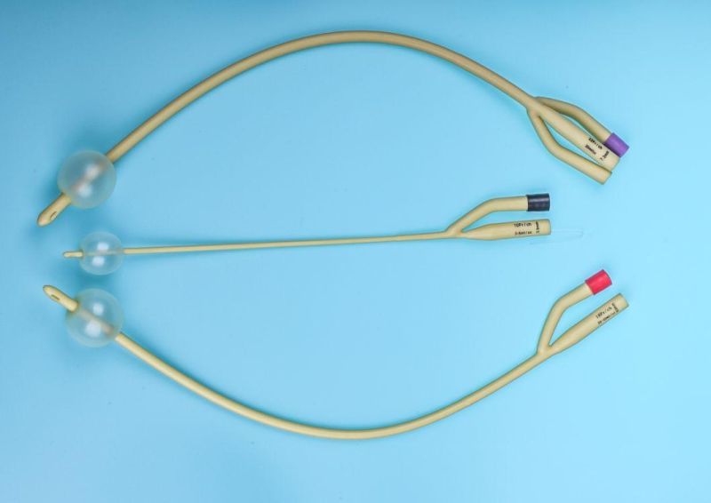 CE Approved 1/2/3 Way Disposable Medical Sterile Urine PVC or Silicone Coated Latex Foley Urethral Catheter with Balloon