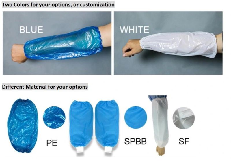 Blue White Disposable PE Sleeve Cover Waterproof Plastic Protective Arm Cover