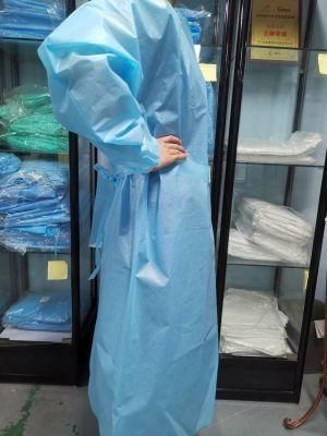 ISO 13938 En 13795 Blue Non Woven Industrial Lab Hospital Sanitary Water Dust Proof Procedure Disposable Isolation Gowns