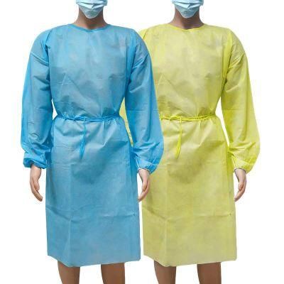Disposable Yellow Medical Isolation Gown Non Woven Waterproof PP+PE Leve1