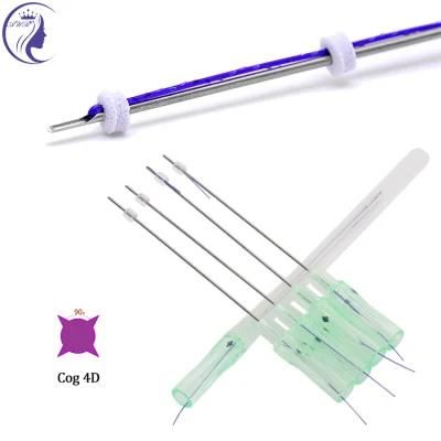 Blunt Cannula for Nose Lift Absorbable Barbed Pdo Thread with Needle Suture 18g 4D Cog