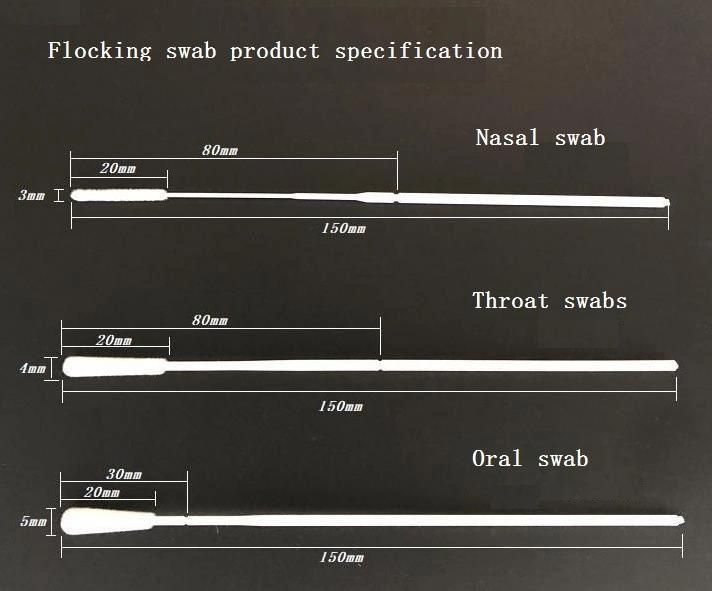 Disposable Viral Sampling Collection Sterilized Nasal and Pharyngeal Flocking Medical Swab