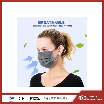 Custom Color Disposable Protective Face Mask Comfortable Fit Gray Active Carbon Face Mask Non-Woven Fish Mouth Mask En149