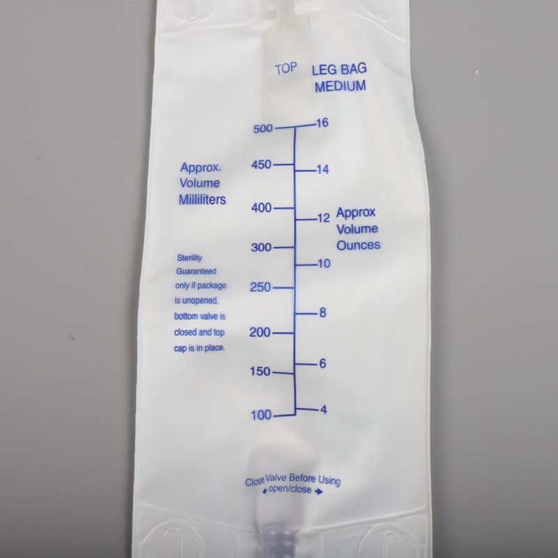 500ml Rectangle PVC Medical Economic with Two Comfort Latex Free Straps Urine Leg Bag