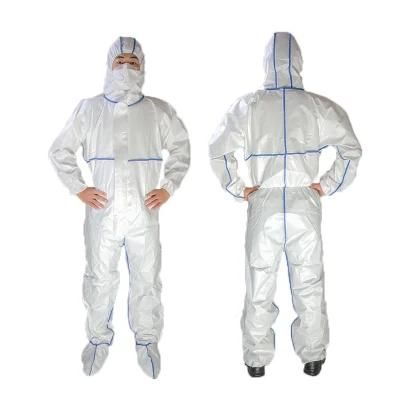Disposable CE Cat III Type 3b/4b/5b/6b Protective Clothing Coverall PPE Isolation Personal Chemical for Hospital Hazmat Suit