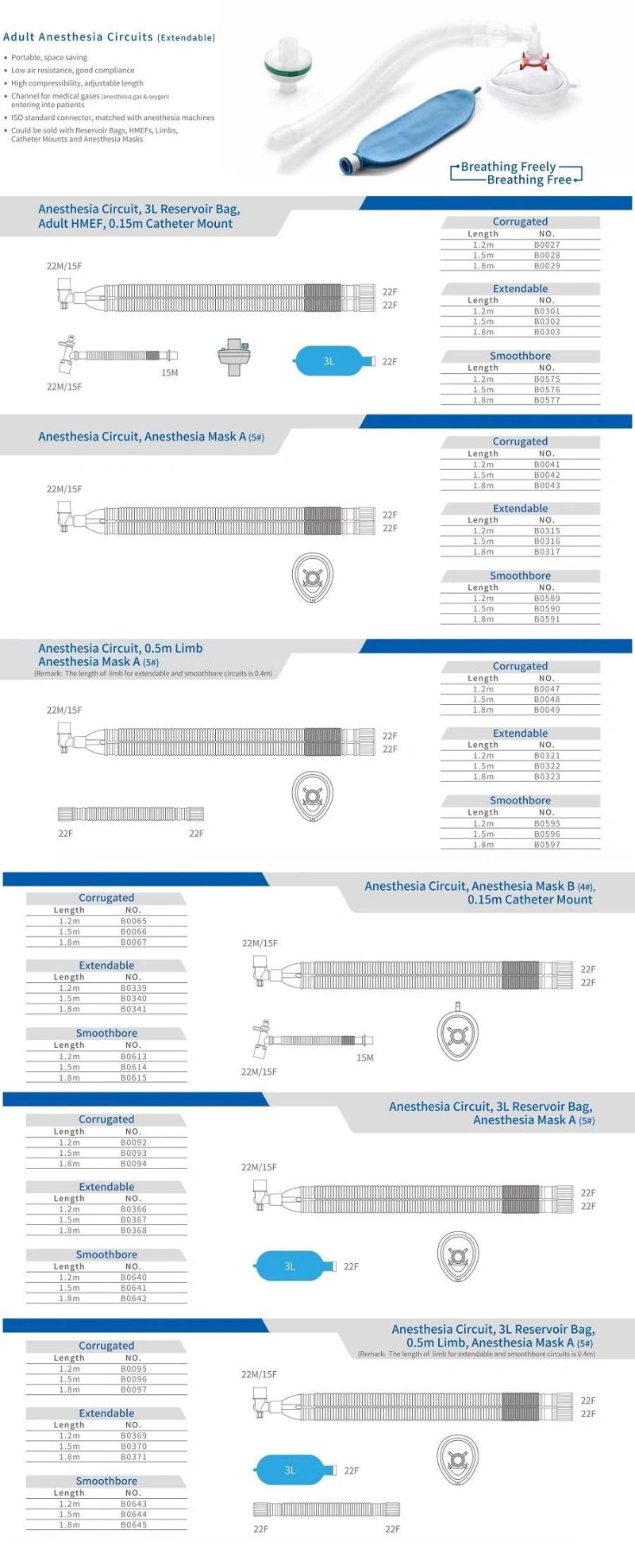 Free Samples Single Limb Breathing Circuit Breathing for Ventilators