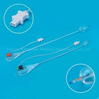 Round Tipped Silicone Urinary Foley Catheter with Temperature Sensor Probe for Temperature Monitoring Urethral Use