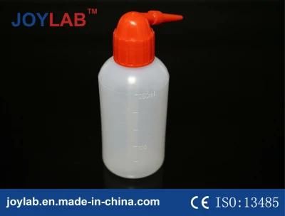 Lab Using Plastic Washing Bottle with Red Mouth