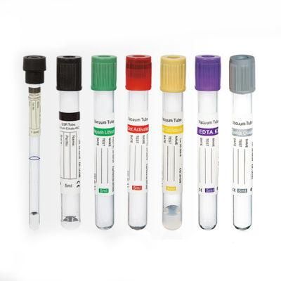 Medical Pet Glass PP Plain/Procoagulation/Gel&amp; Clot Activator/ Glucose/PT/Heparin/EDTA K2 K3/ESR Vacuum Blood Collection Tube CE FDA