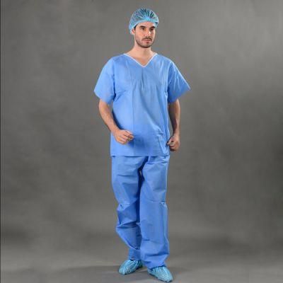 Disposable Scrub Shirts Blue SBPP SMS Suits for Patient