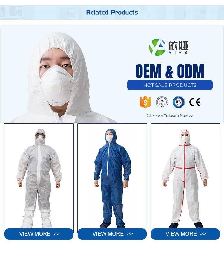 Disposable PP/SMS Isolation Gown Safety Protective Clothing Nonwoven Coverall with Hood