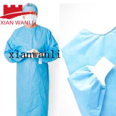 PP+PE Disposable Protective AAMI Level 2/3 Waterproof Anti-Static Long Sleeve Surgical Isolation Gown Coverall FDA CE High Quality