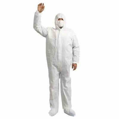 Disposable Chemical PPE Nonwoven White Protective Coverall