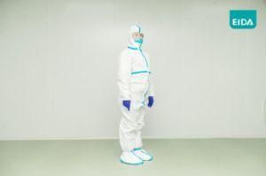 En14126 Hospital Doctor Safety PPE Coverall Disposable Protective Suit with Hood and Shoe Cover