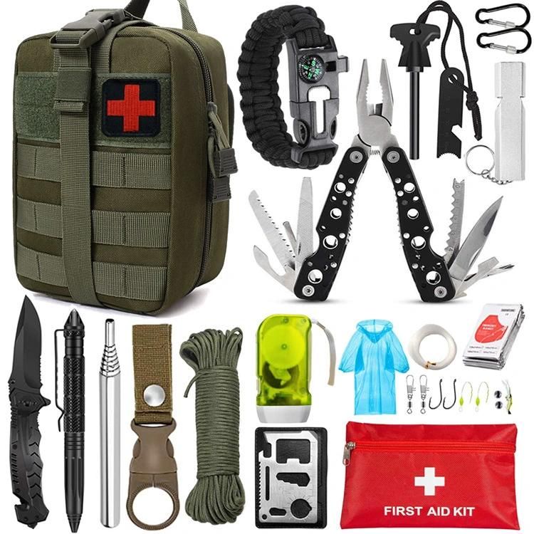 Outdoor Camping Equipment Survival Medical Multifunctional Sos Emergency Supplies First Aid Kit with 67PCS Kit Inside