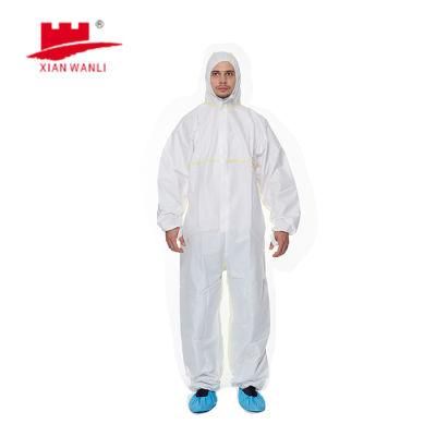 CE Certified Type 5/6 Non Woven Coveralls with Colored Binding Disposable Boilder Suit