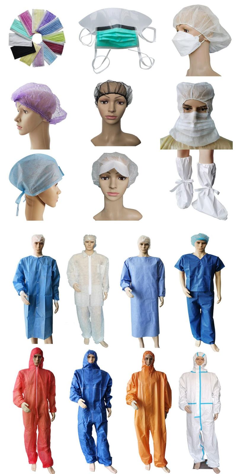 CE Certificated Xiantao Manufacturer Polypropylene Non Woven Astronaut Caps Protection Disposable Nonwoven Hood and Face Mask Balaclava Disposable Cap with Mask