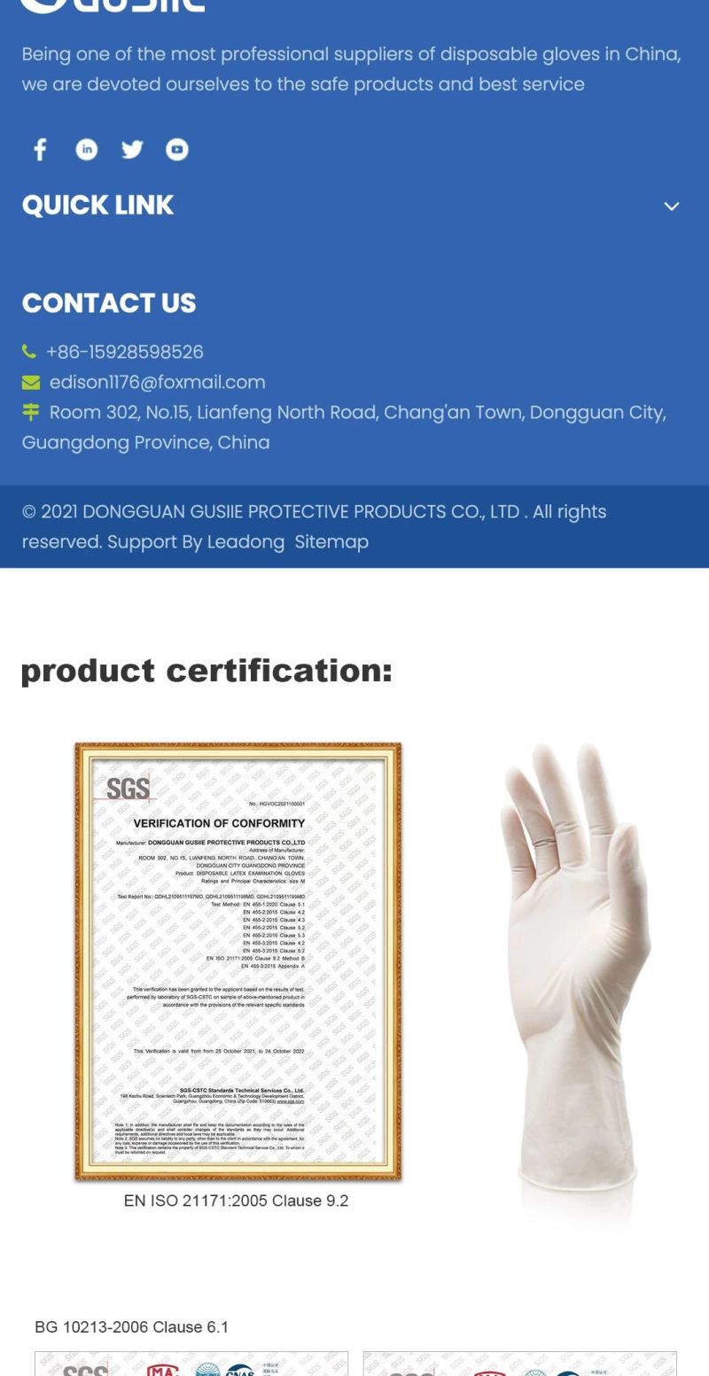 Medical Gloves Latex Examination Glove with Powder Free 240mm Length