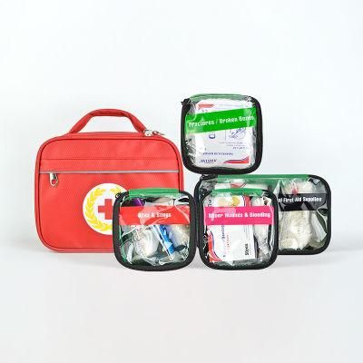 Family Outdoor Portable First Aid Kit Medical Emergency Supplies Contains 4 Small Packets