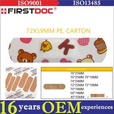High Quality OEM 72*19mm PE Material Cartoon Adhesive Bandages