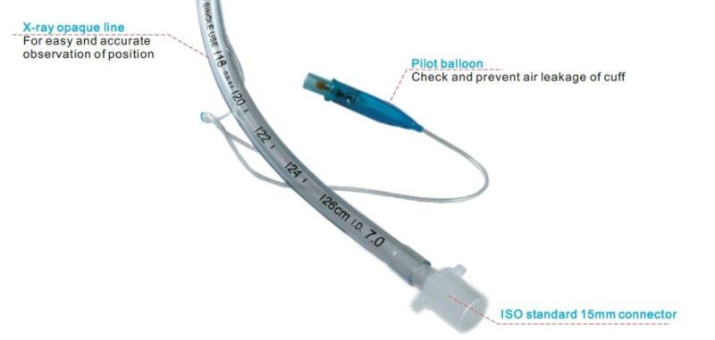 Endotracheal Tube with Sterile Mouthpiece and Balloon Disposable Siliconized PVC Endotraqueal Tube