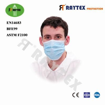 Highest Quality 3ply Disposable Nonwoven Face Mask 3ply Surgical Face Mask with En14683 Typeiir Standard Ce Factory on White List
