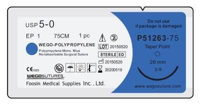 Wego Brand Sutures of Polypropylene