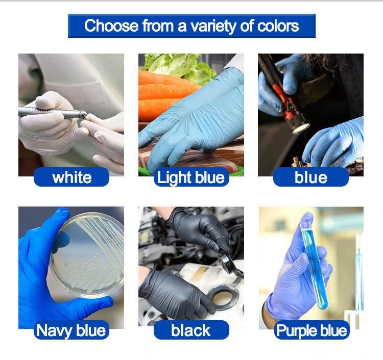 Factory Wholesale Disposable Gloves Medical Powder Free Blue Black Industrial Work Working Exam Examination Nitrile Glove