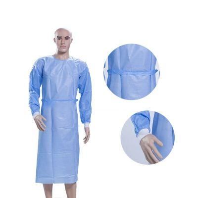 Non Woven Disposable Knit Cuff Waterproof Hospital Medical Isolation Gowns