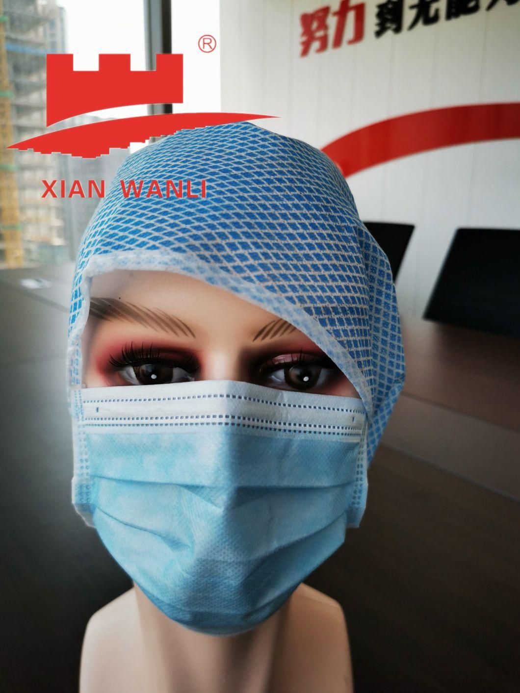 Nurse Cap for Hospital Nonwoven Spunlace Scrub Hats Surgical Cap with Ties