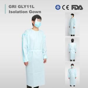 Hospital Non Woven Protective Clothing Worker Uniform Ultrasonic Isolation Gown, SMS 57GSM, AAMI Level 3, Elastic Cuffs, Full Back