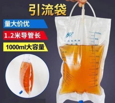 Disposable Urine Bag Drainage Bag 1000ml Medical Connection Catheter Urine Bag for Urinary Incontinence for Men and Women