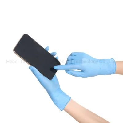 Disposable 100PCS Blue Examination Powder Free Nitrile Gloves for Construction