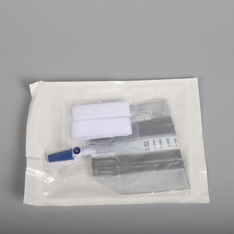 350ml Diamond Shape (3 chamber) -Non Woven Cloth/Fuzzy Back Foil Medical Urine Soft Leg Bag with Two Comfort Latex-Free Straps