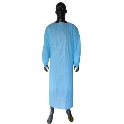 Blue CPE Gown Polyethylene Thumb Loop Style Isolation Gowns