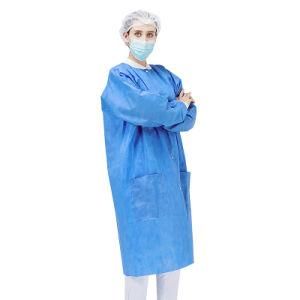 Disposable Lab Coat Nonwoven PP/SMS Visiting Coat with Knitted Cuff and Collar Multiple Colors Available Real Factory