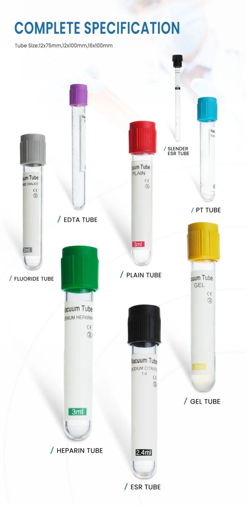 Purple Top EDTA Blood Vial Collection Tubes with Additive of K3