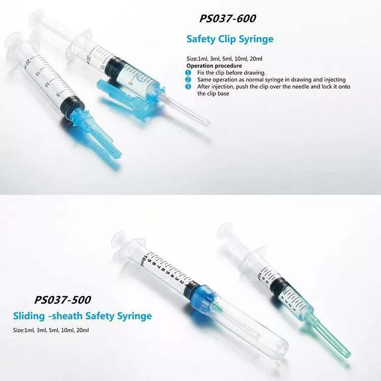 Medical Disposable Sterile Safety Syringe Luer Lock/Slip Lock 3-Part Syringe for Hospital