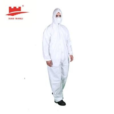 White PPE Suits Disposable Microporous Type 5/6 Coverall with Hood