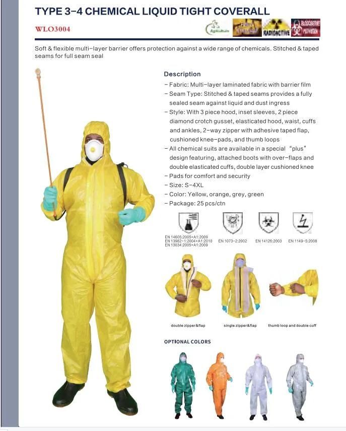 Yellow Color PP+PE Film Coated Security Coverall Working