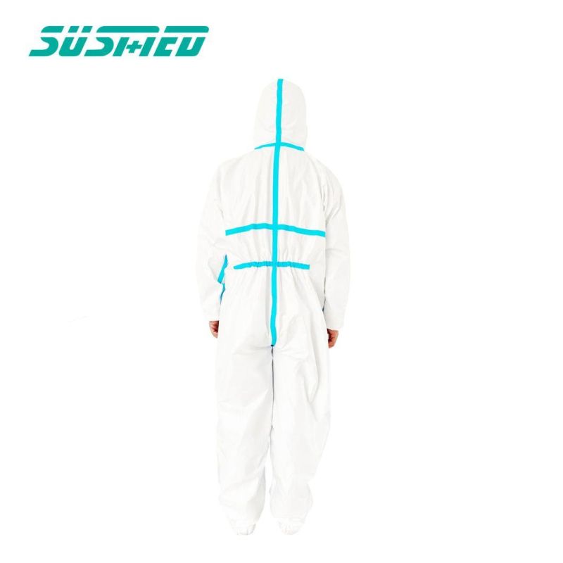 Elastic Cuffs High Quality Blue Polypropylene Security Coveralls Disposable Full Body Protection Suit