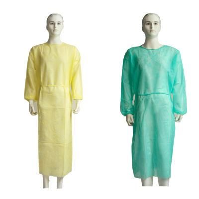 Non Sterile Yellow PP Good Quality Isolation Gown with Thumb