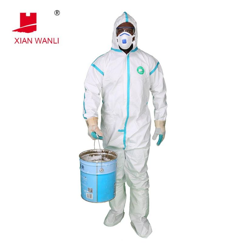 Anti-Virus Sterile PP PE Disposable Isolation Hazmat Safety Suit Protective Clothing Medical Coveralls with Shoe Cover