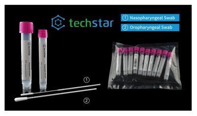 Techstar Factory Supply Sampling Kit Sterile Polyester Swab Collection Set Tube for Oral Cavity Throat Nasopharynx