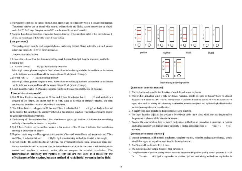 Rapid Cassette Latex Immunochromatography Sandwich Method Neutralizing Antibody Detection Test Kit