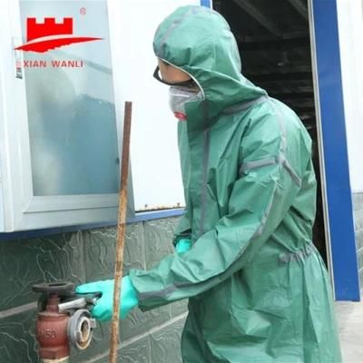 Green PPE Suit Disposable Microporous Type 4/5/6 Taped Coverall with Hood