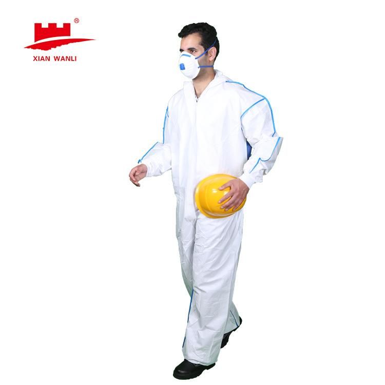 White List Factroy Asbestos Removal Suits Impermeable Waterproof Coverall Type 5/6 Protective Workwear