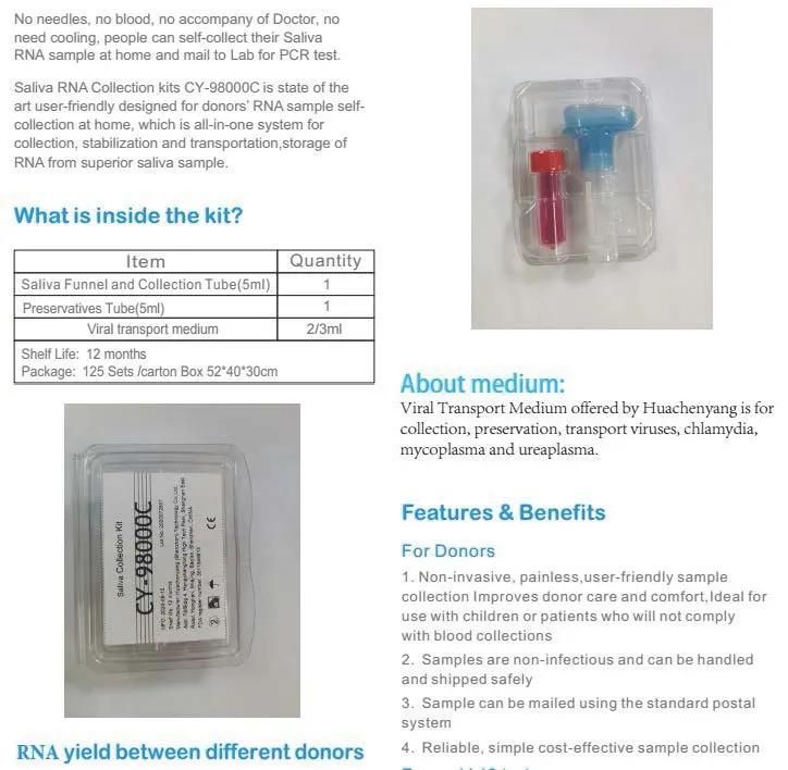 Laboratory Consumables Viral Transport Media Vtm Saliva Collection Kit